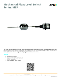 Thumbnail of document Data Sheet - MLS Mechanical Float Switch